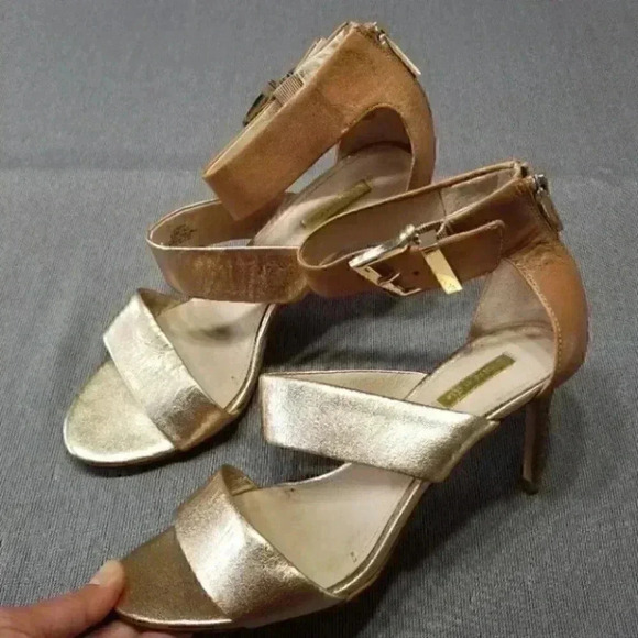 Louise et Cie Lo-Gosia Leather Ankle Strap Open Toe Heels 10 - Picture 1 of 11